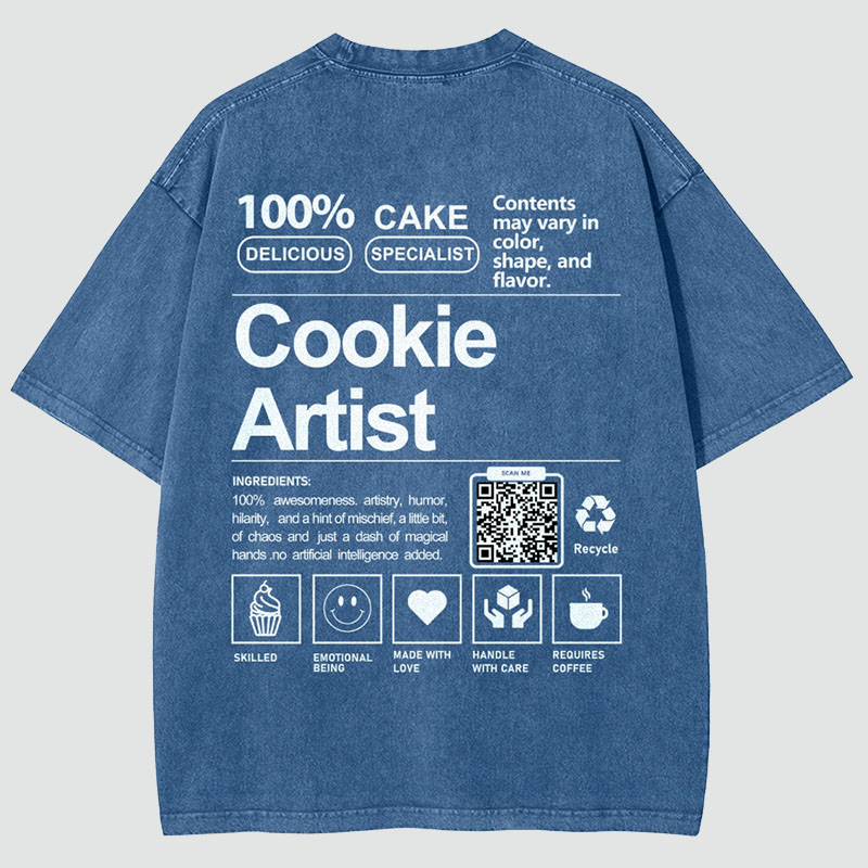 Cookie Artist Addcustom QR Code Unisex Fit Washed T Shirt