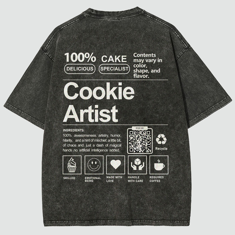 Cookie Artist Addcustom QR Code Unisex Fit Washed T Shirt