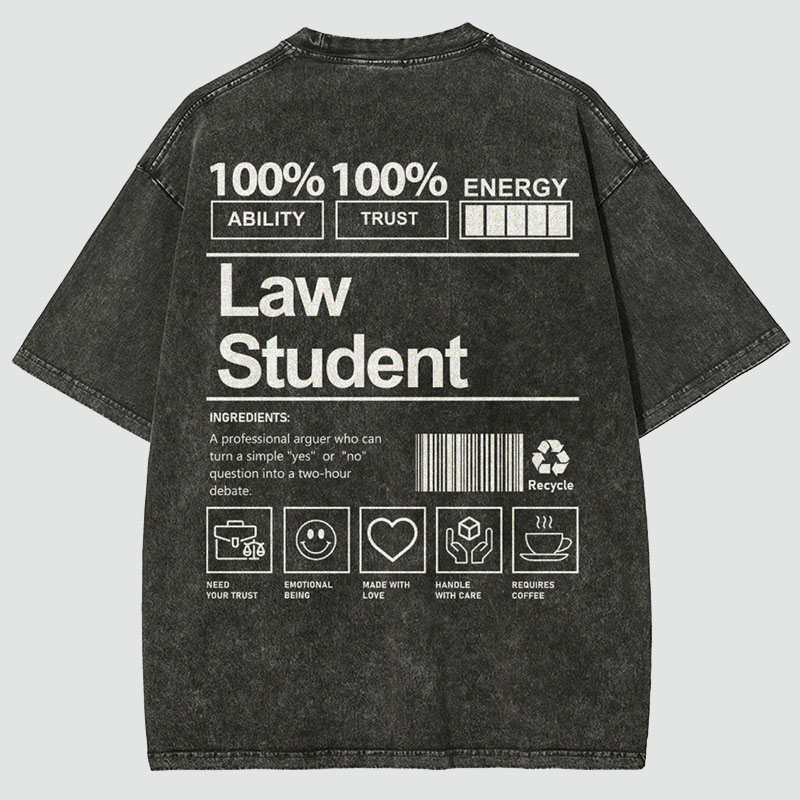 Law Student Unisex Fit Washed T-Shirt