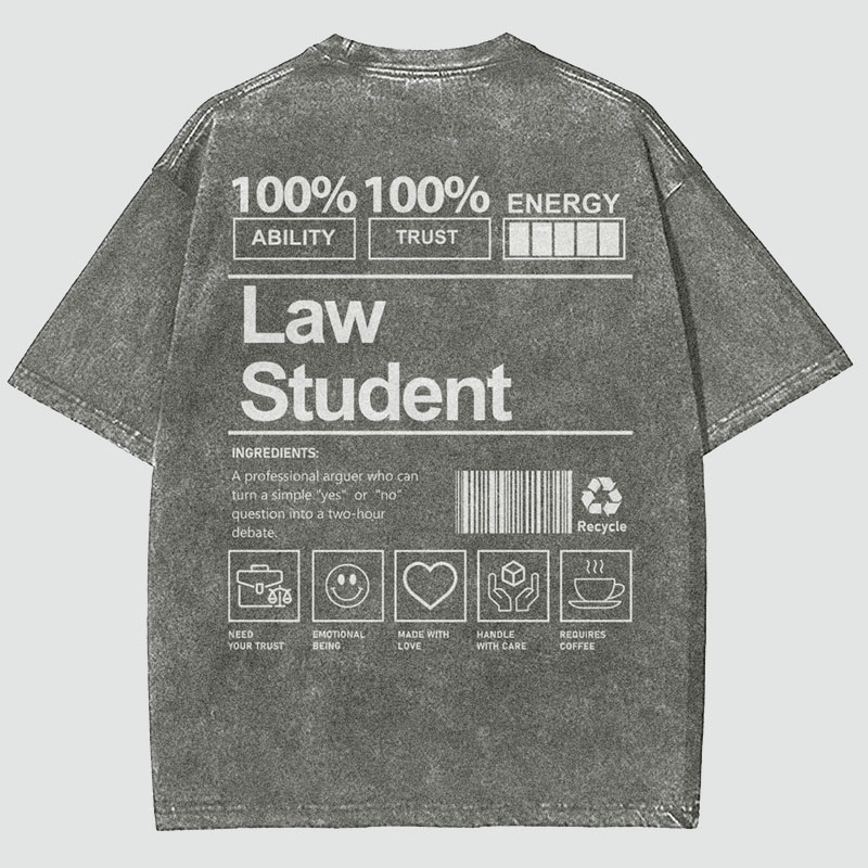 Law Student Unisex Fit Washed T-Shirt