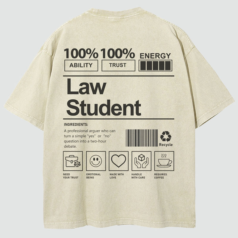 Law Student Unisex Fit Washed T-Shirt