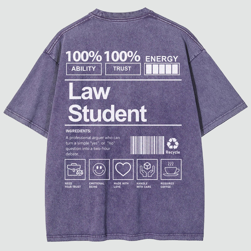 Law Student Unisex Fit Washed T-Shirt