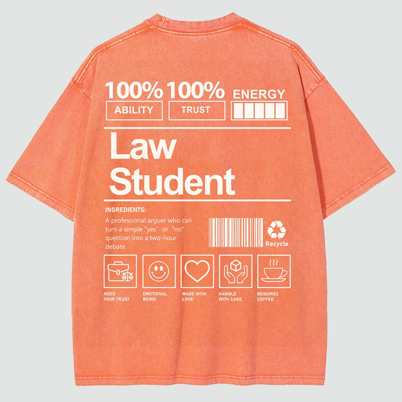 Law Student Unisex Fit Washed T-Shirt