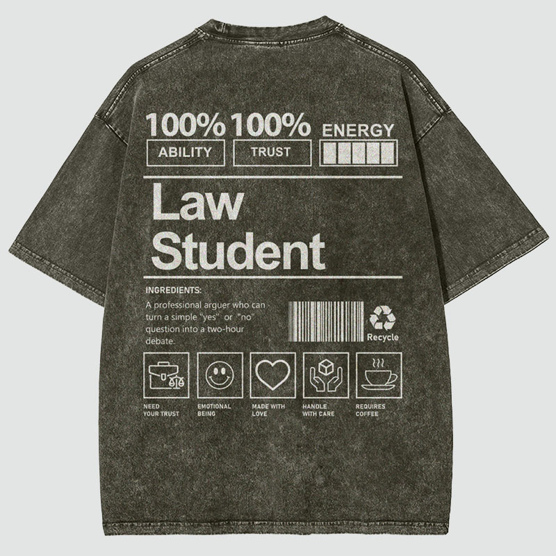 Law Student Unisex Fit Washed T-Shirt