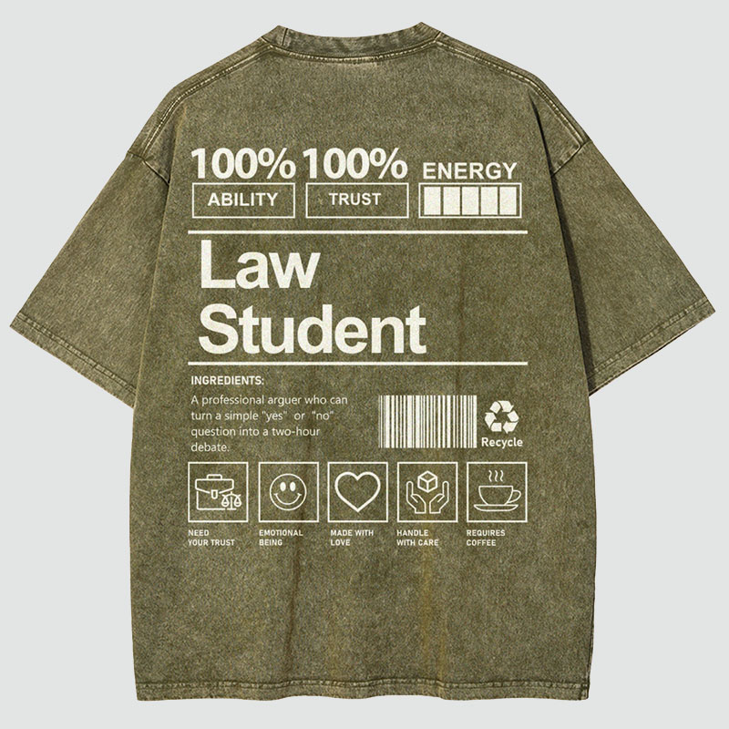 Law Student Unisex Fit Washed T-Shirt