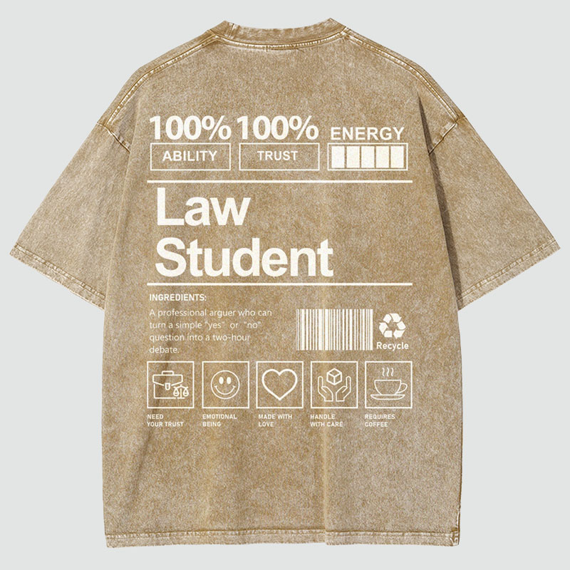 Law Student Unisex Fit Washed T-Shirt