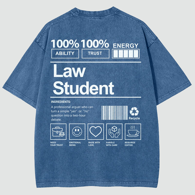 Law Student Unisex Fit Washed T-Shirt