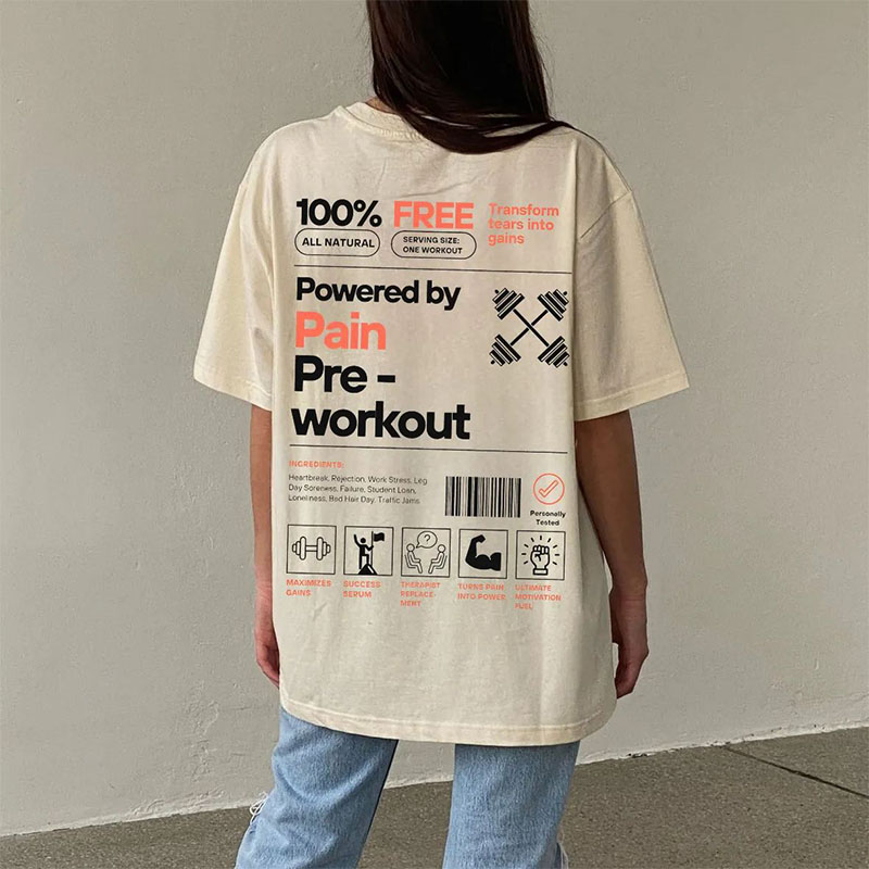 Powered by PainPre-workout Unisex Printed Retro Washed T-Shirt