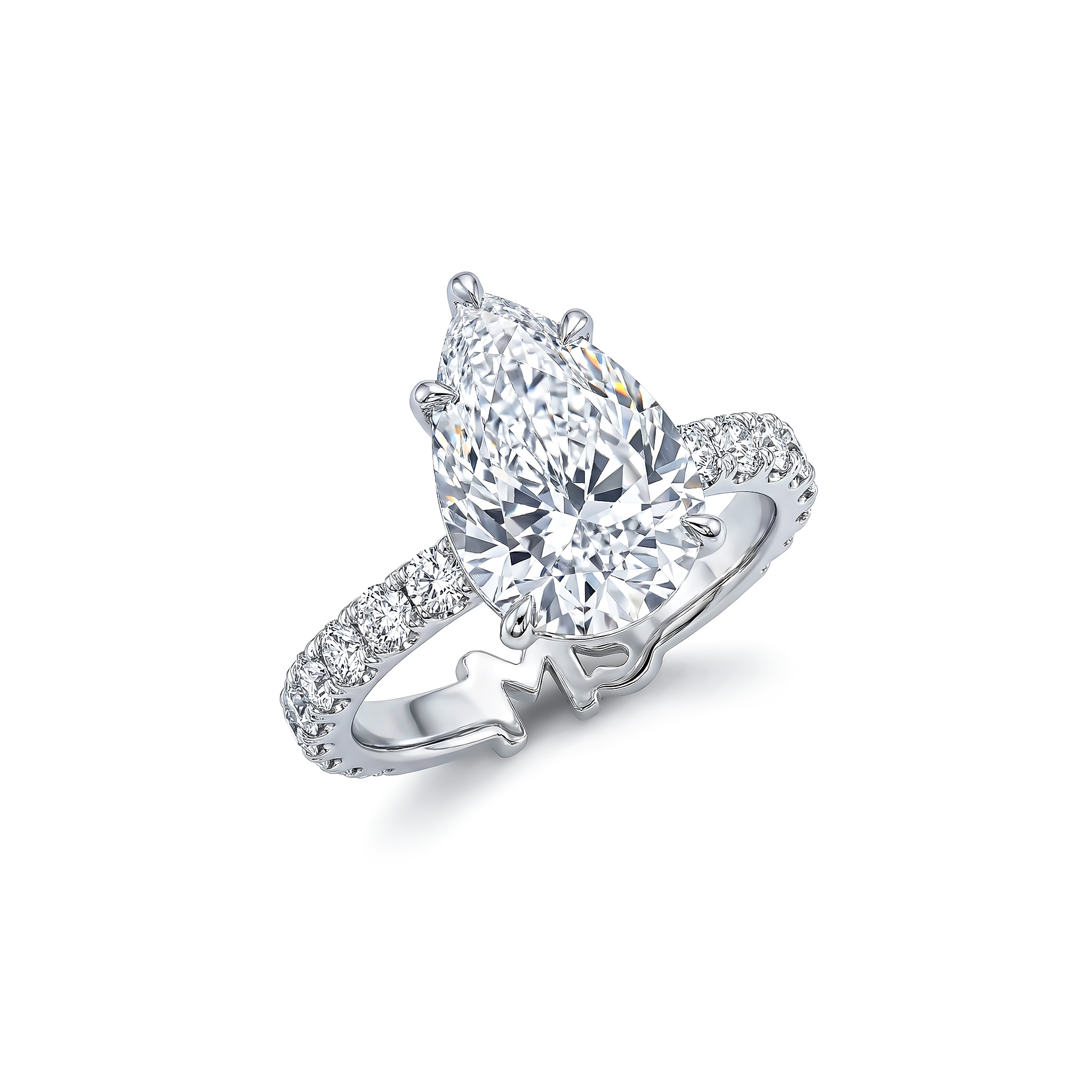 Customized Name/Letters Marquise Cut Diamond Engagement Ring