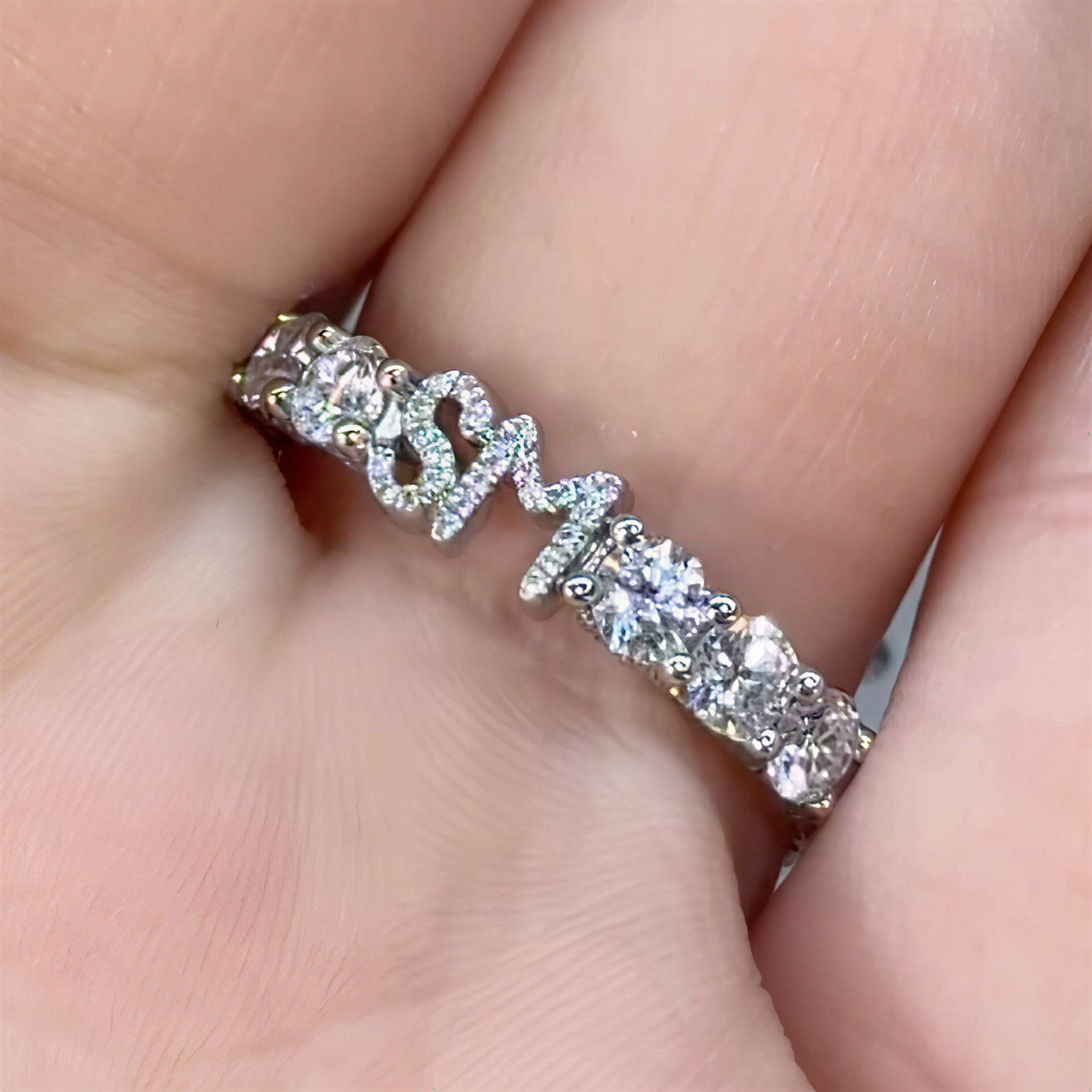 Customized Name/Letters Marquise Cut Diamond Engagement Ring