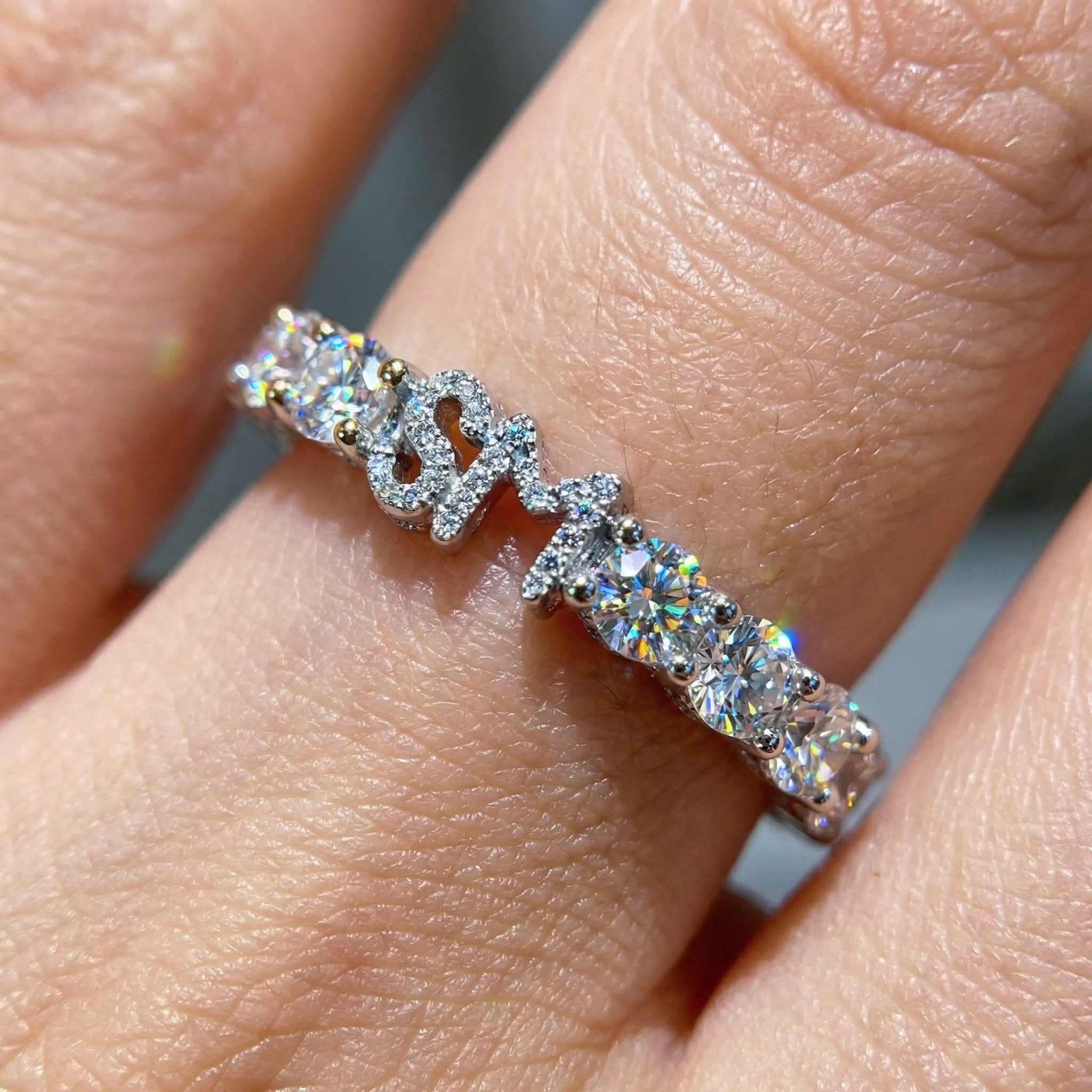 Customized Name/Letters Marquise Cut Diamond Engagement Ring