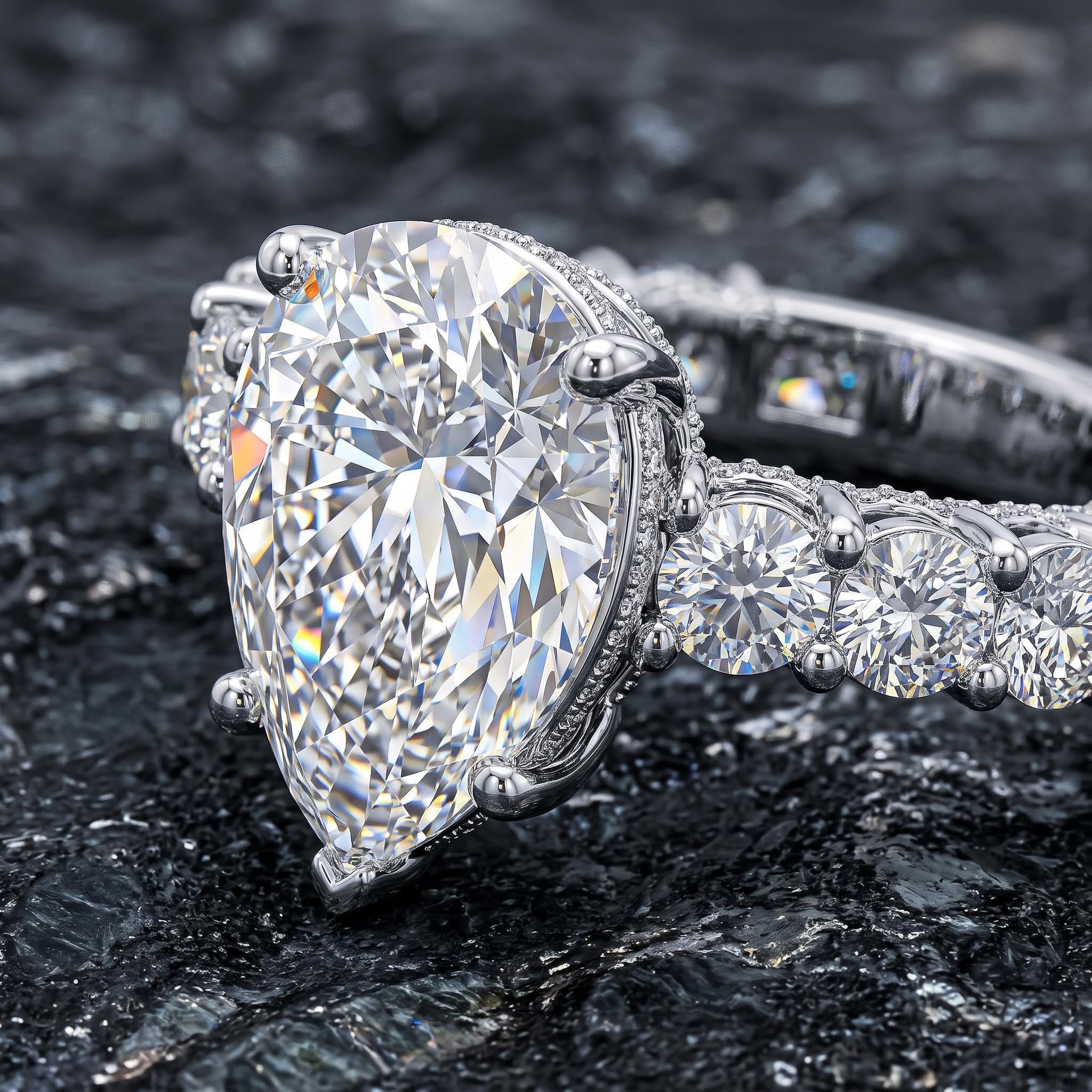 Customized Name/Letters Marquise Cut Diamond Engagement Ring