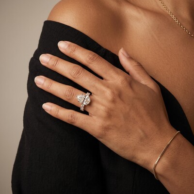 Customized Name/Letters Marquise Cut Diamond Engagement Ring