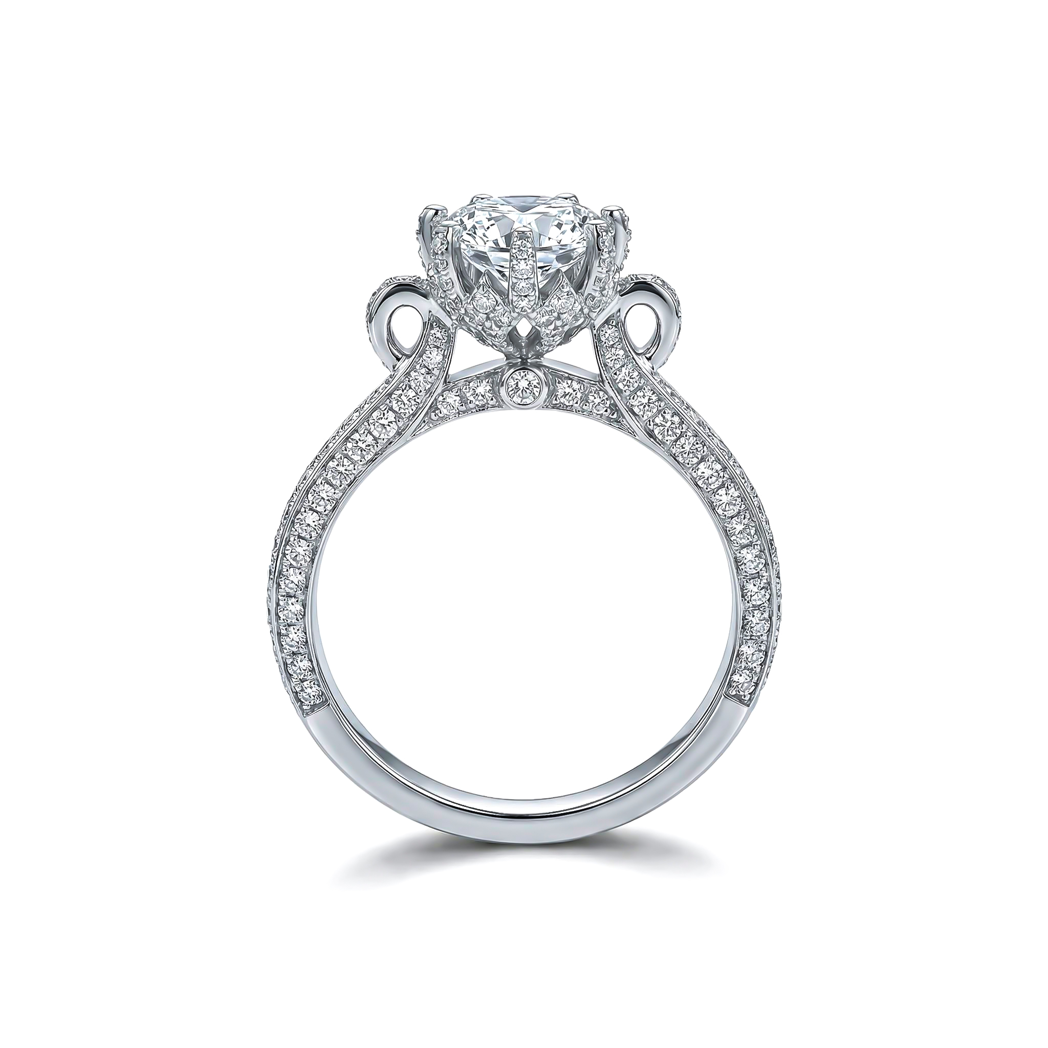 Micro Paved 1.8Ct Flower Shape Engagement Ring