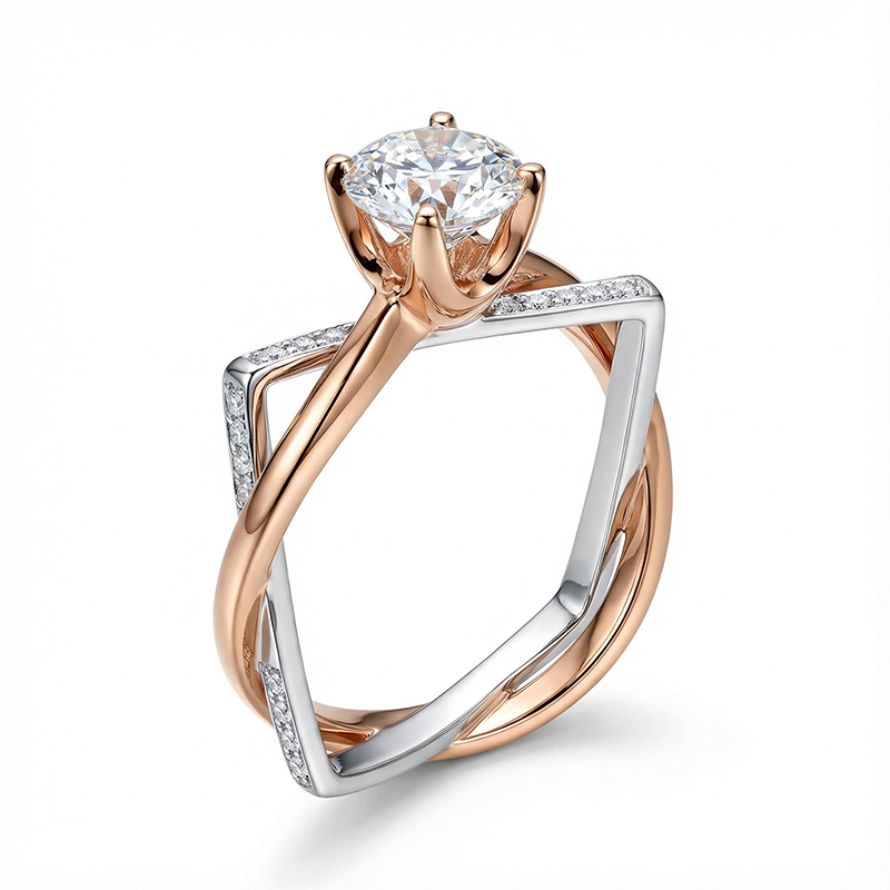 Two-tone Irregular Shaped Solitaire Engagement Ring Two-tone Irregular Shaped Solitaire Engagement Ring