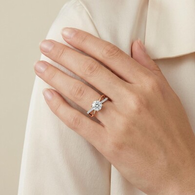 1.69ct TCW Two-tone Irregular Shaped Solitaire Engagement Ring