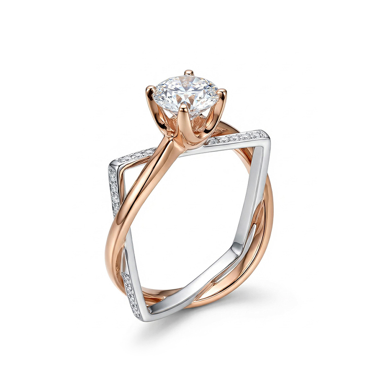 1.69ct TCW Two-tone Irregular Shaped Solitaire Engagement Ring