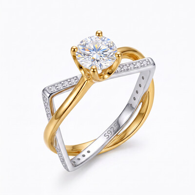 1.69ct. tw. Two-tone Irregular Shaped Solitaire Engagement Ring