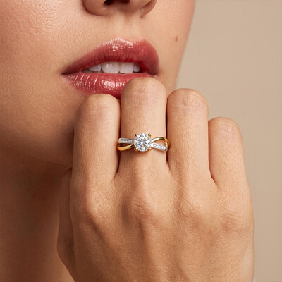 1.69ct. tw. Two-tone Irregular Shaped Solitaire Engagement Ring