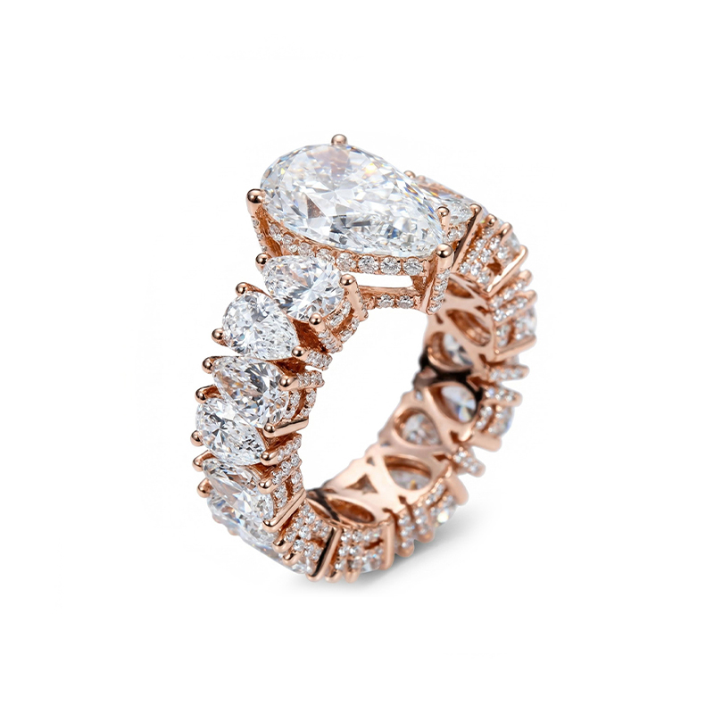 Luxury 11.26ct TCW Pear Cut Engagement Ring in Rose Gold