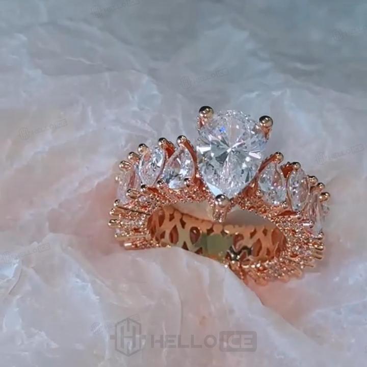 11.26ct. tw. Luxury  Pear Cut Engagement Ring in Rose Gold
