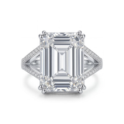 Luxury 15.8 CT Emerald Cut Halo Engagement Ring
