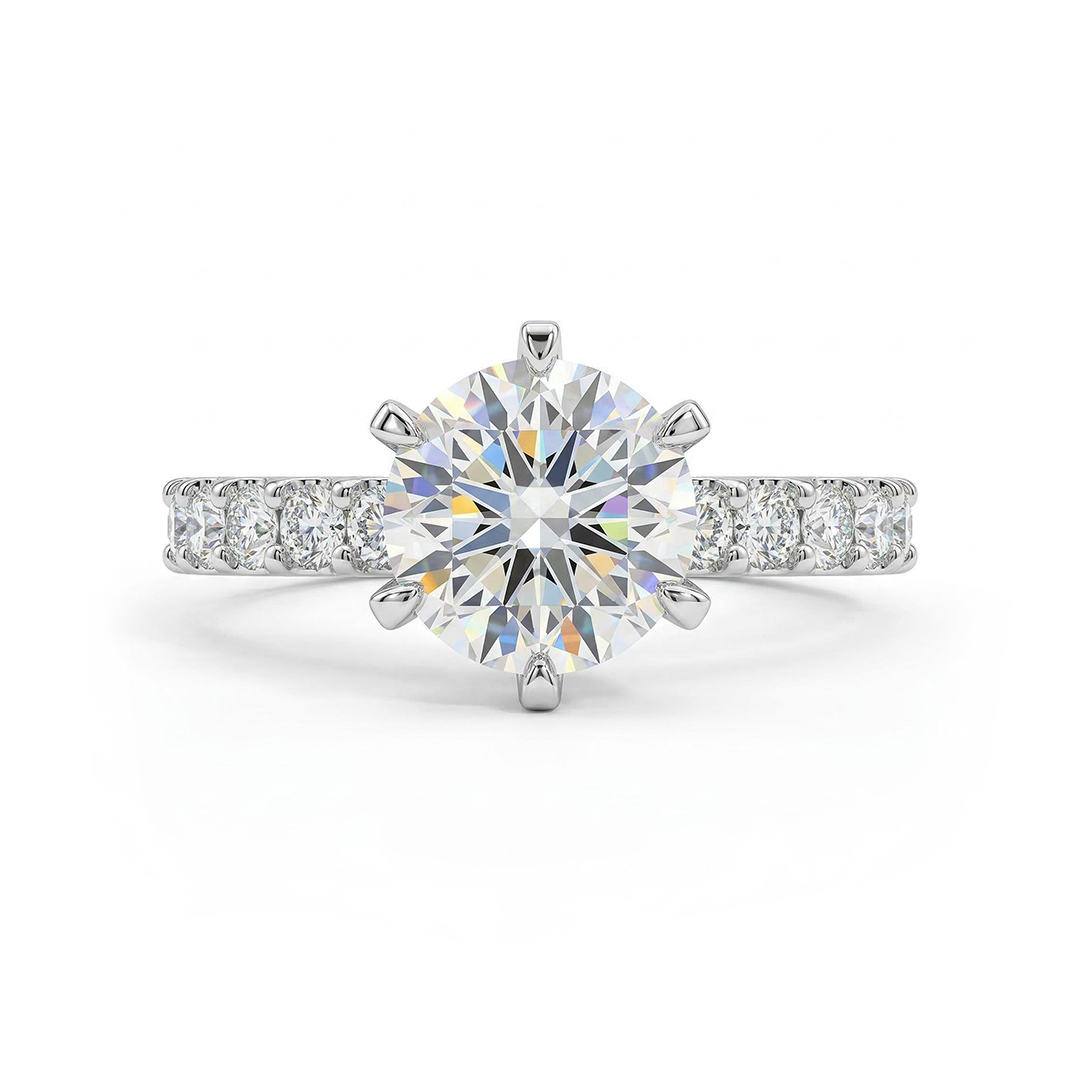 5.4 Ct 6-Claw Solitaire S925 Sterling Silver Engagement Ring