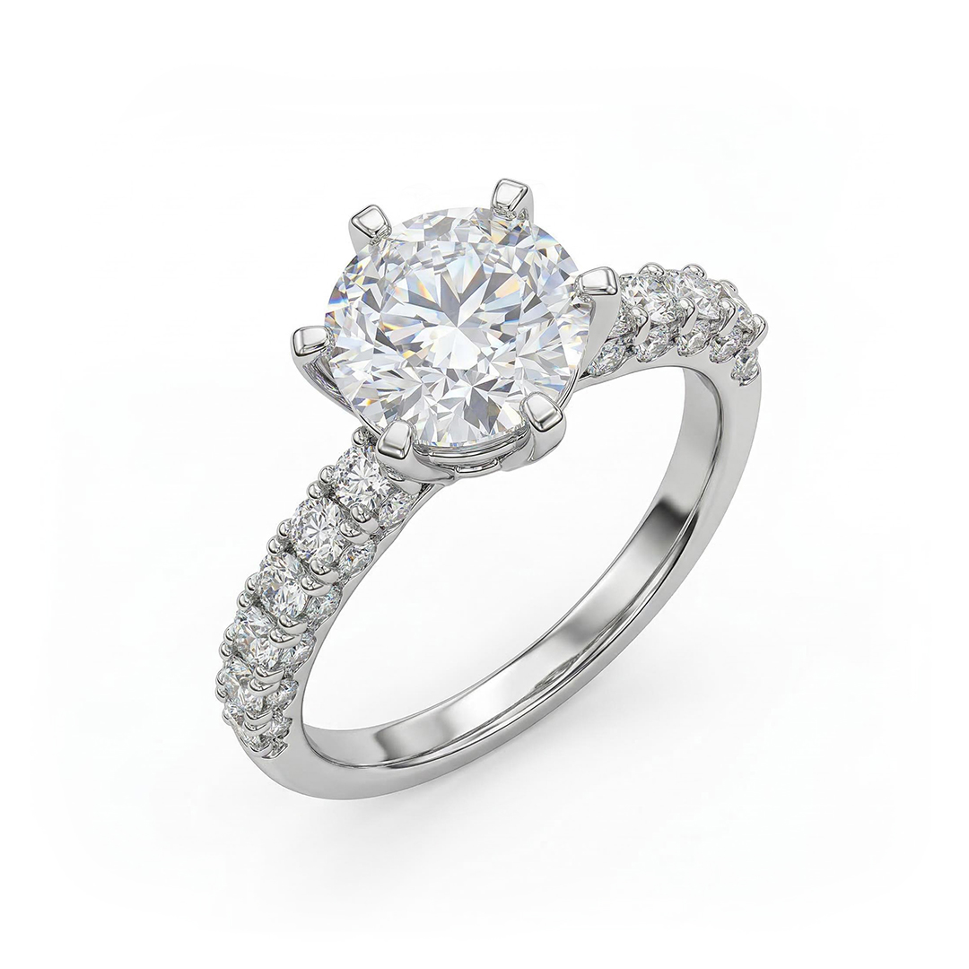 5.4 Ct 6-Claw Solitaire S925 Sterling Silver Engagement Ring
