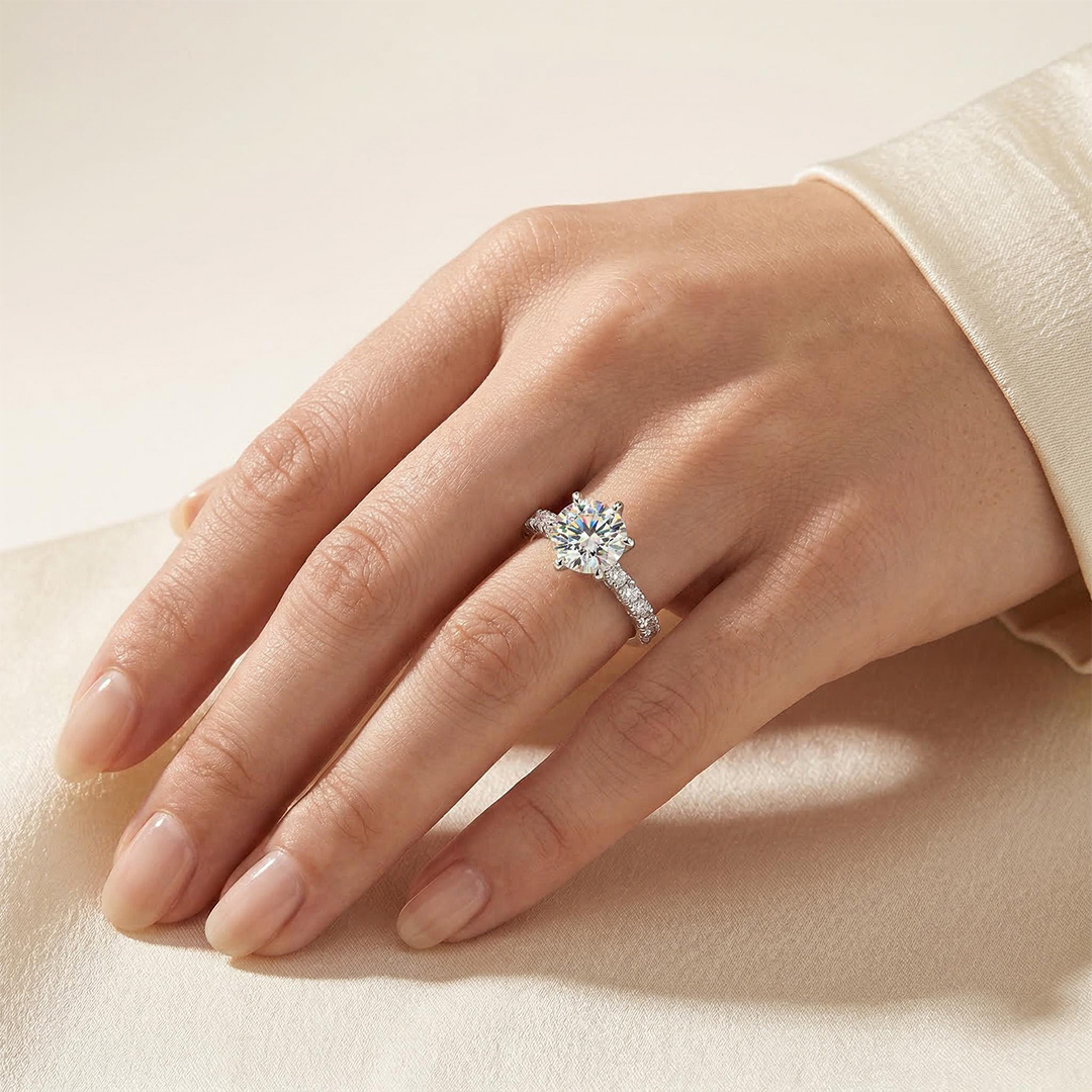 5.4 Ct 6-Claw Solitaire S925 Sterling Silver Engagement Ring