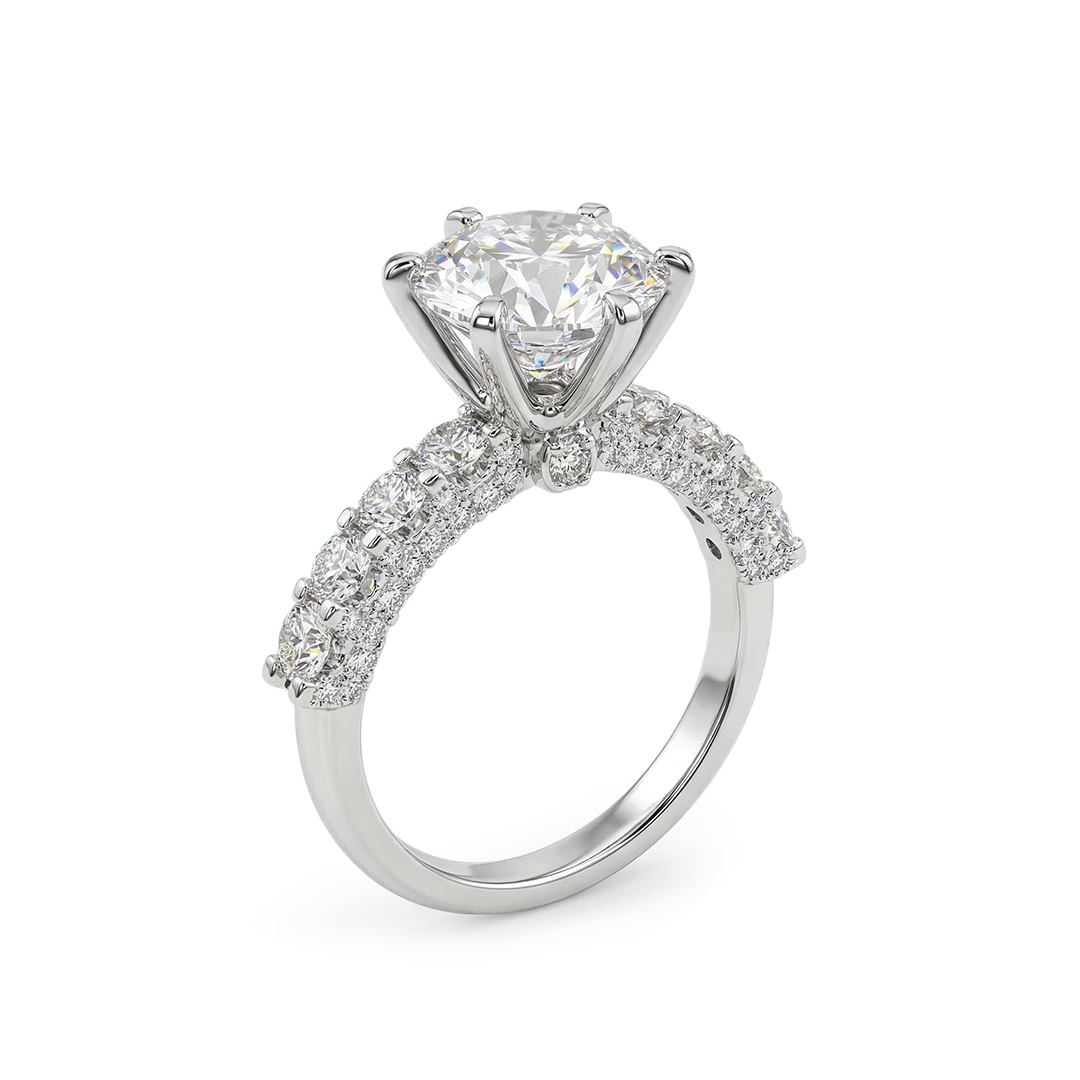 5.4 Ct 6-Claw Solitaire S925 Sterling Silver Engagement Ring