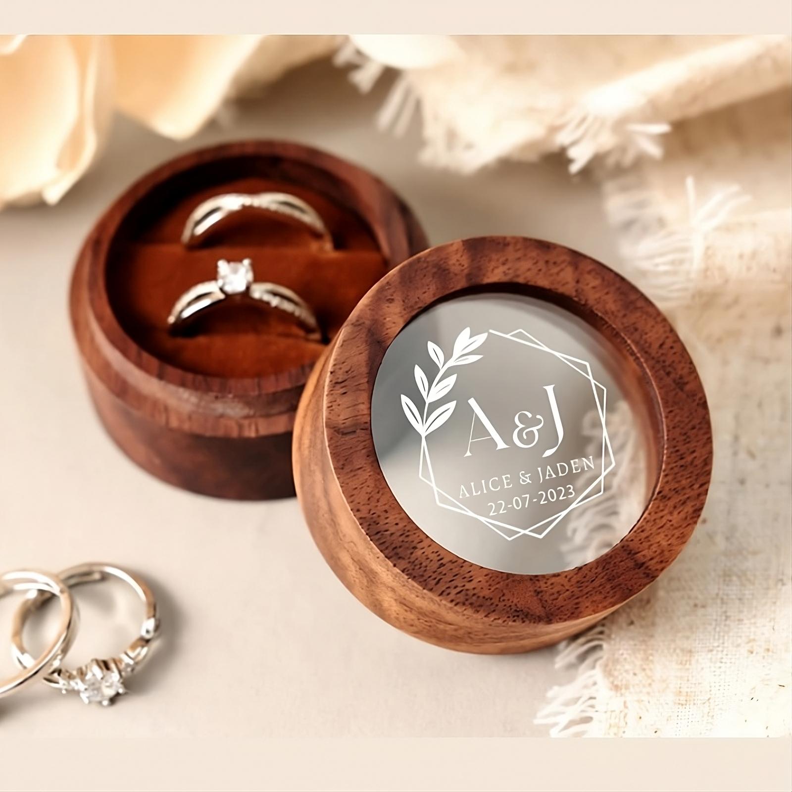 Personalized Wooden Wedding Engagement Ring Box Helloice Jewelry