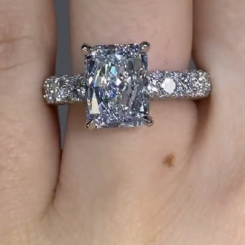 9.5 CT Radiant Cut Micro Paved Engagement Ring