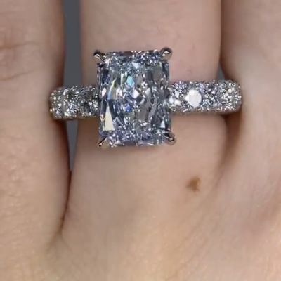 9.5 CT Radiant Cut Micro Paved Engagement Ring