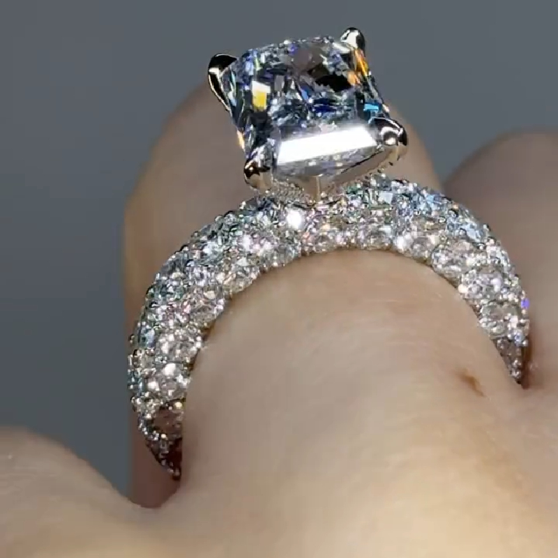 9.5 CT Radiant Cut Micro Paved Engagement Ring