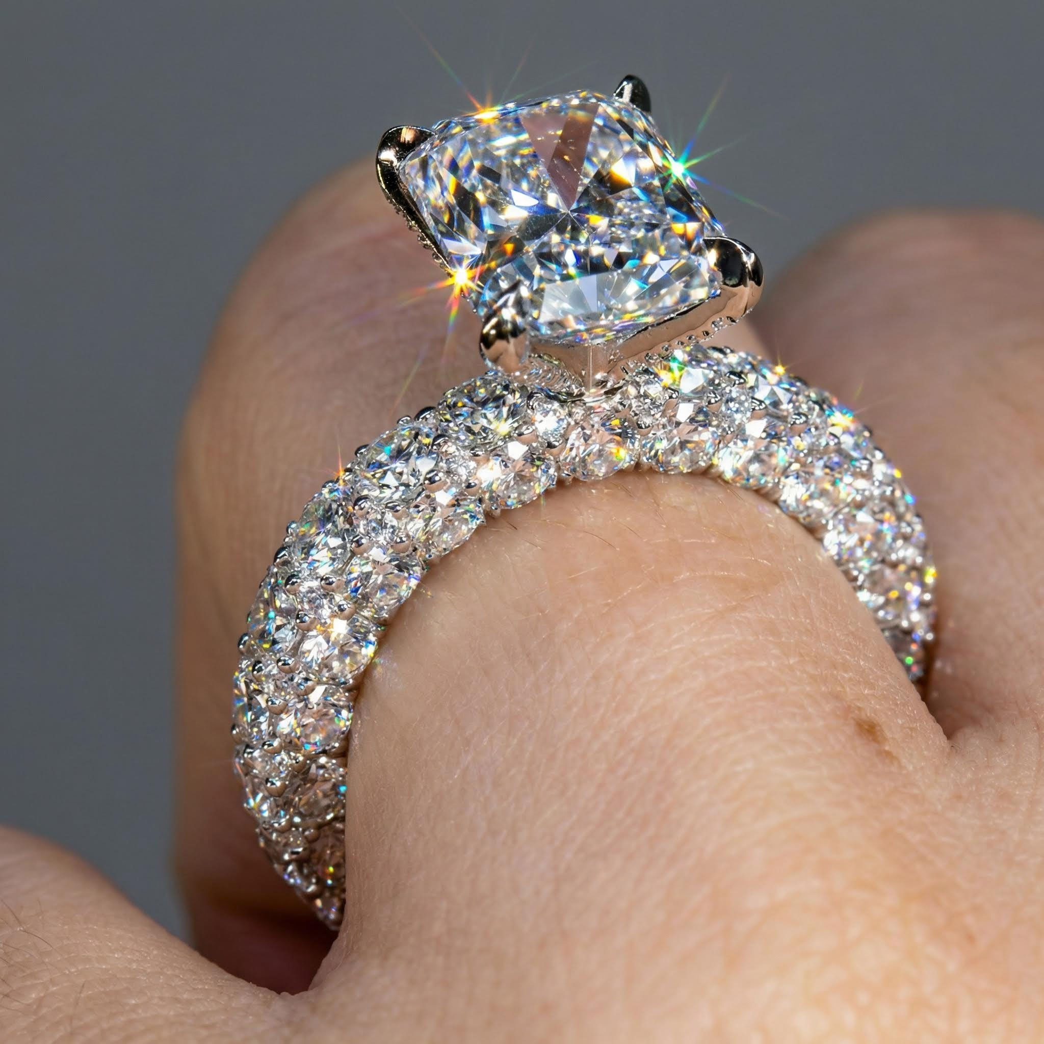 9.5 CT Radiant Cut Micro Paved Engagement Ring 9.5 CT Radiant Cut Micro Paved Engagement Ring