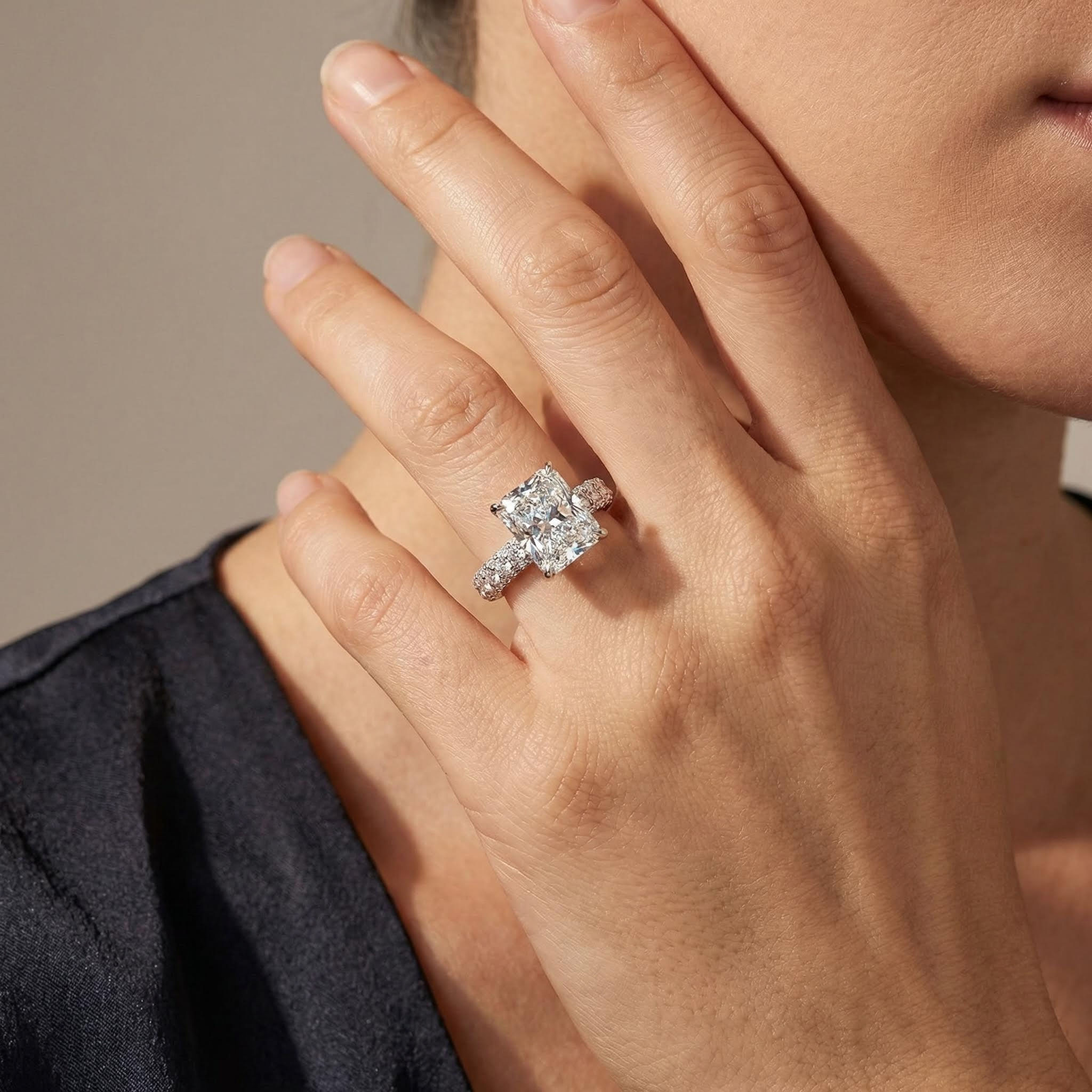 9.5 CT Radiant Cut Micro Paved Engagement Ring 9.5 CT Radiant Cut Micro Paved Engagement Ring