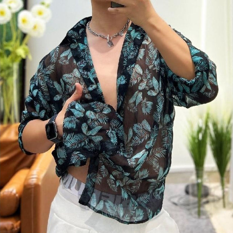 Floral Sheer Cutout Blouse