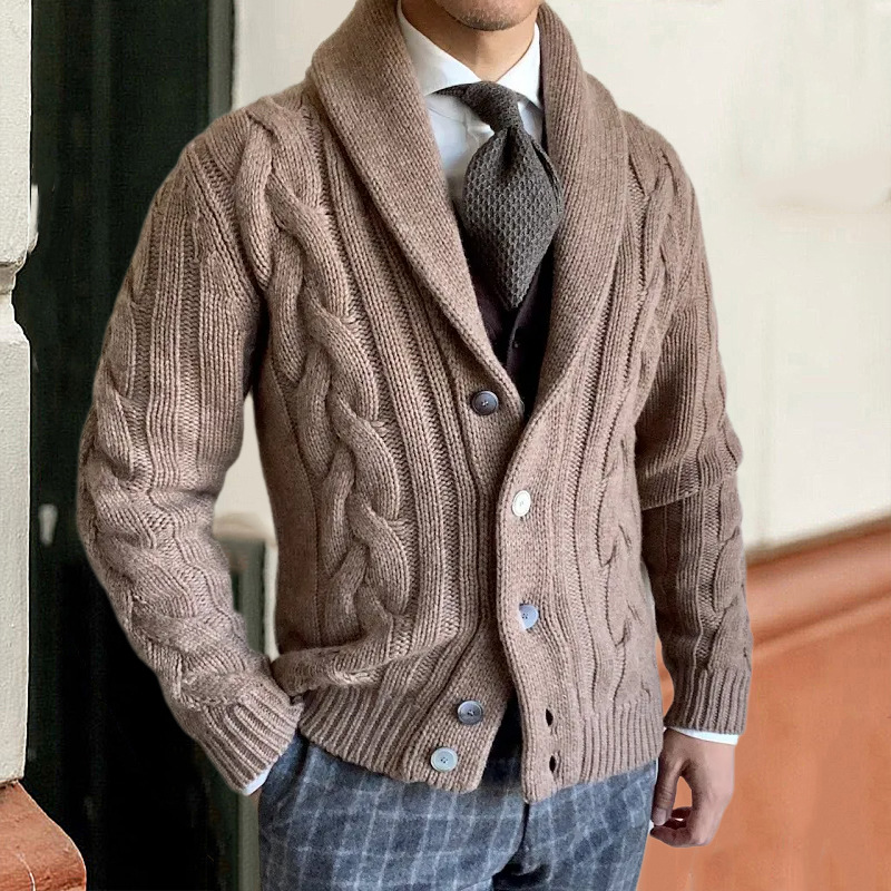 Retro Threaded Lapel Knit Cardigan