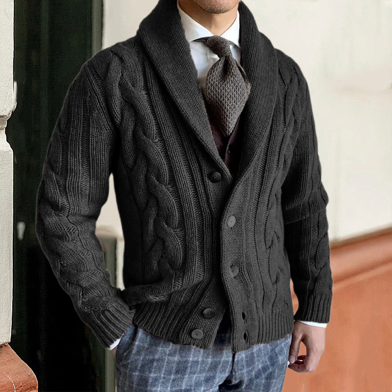 Retro Threaded Lapel Knit Cardigan