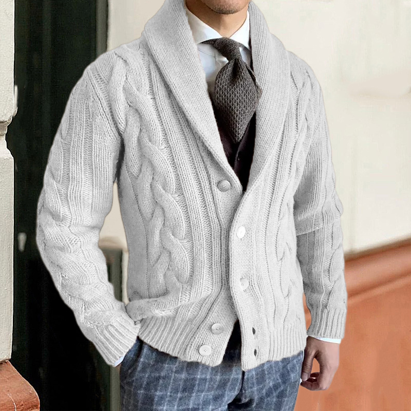 Retro Threaded Lapel Knit Cardigan