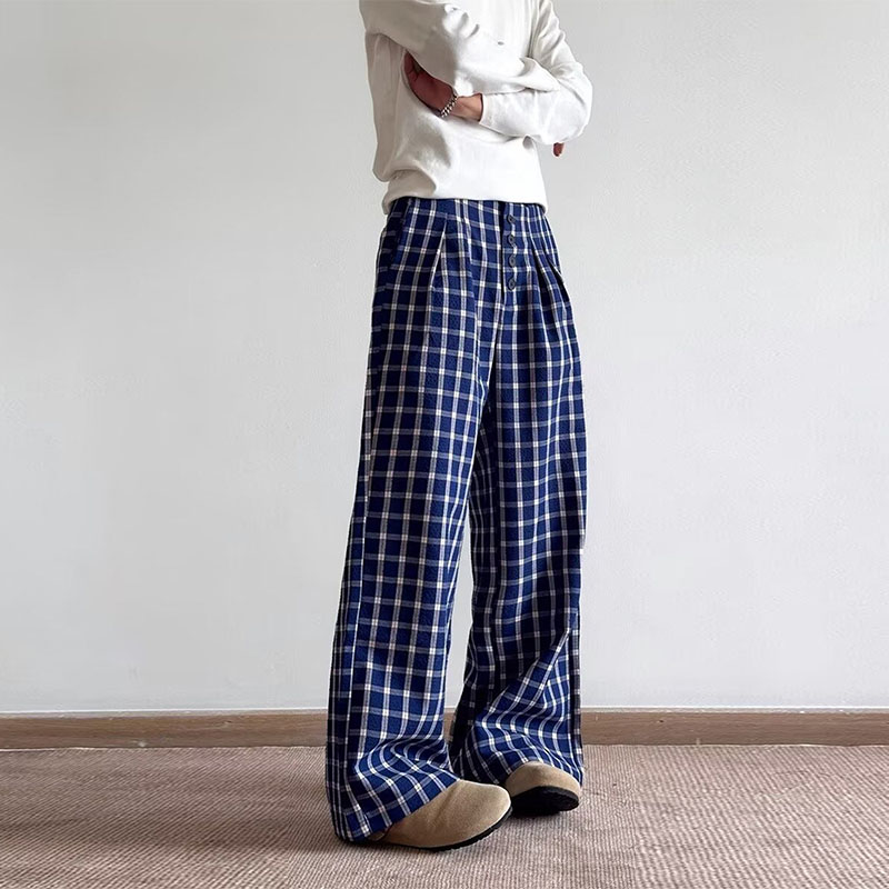 Slouchy Vintage Plaid Casual Pants