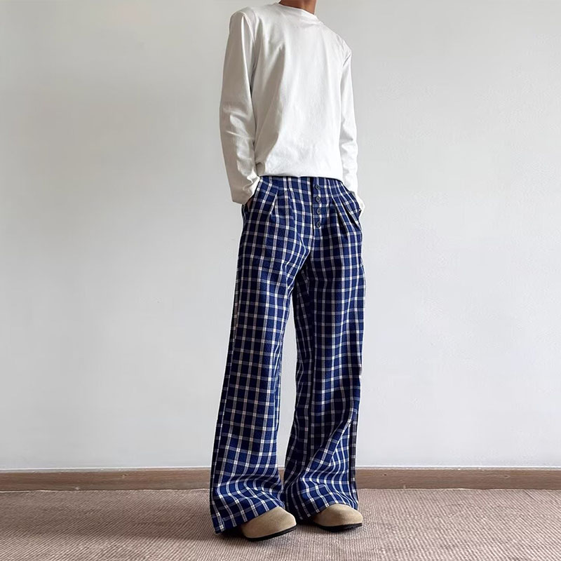 Slouchy Vintage Plaid Casual Pants