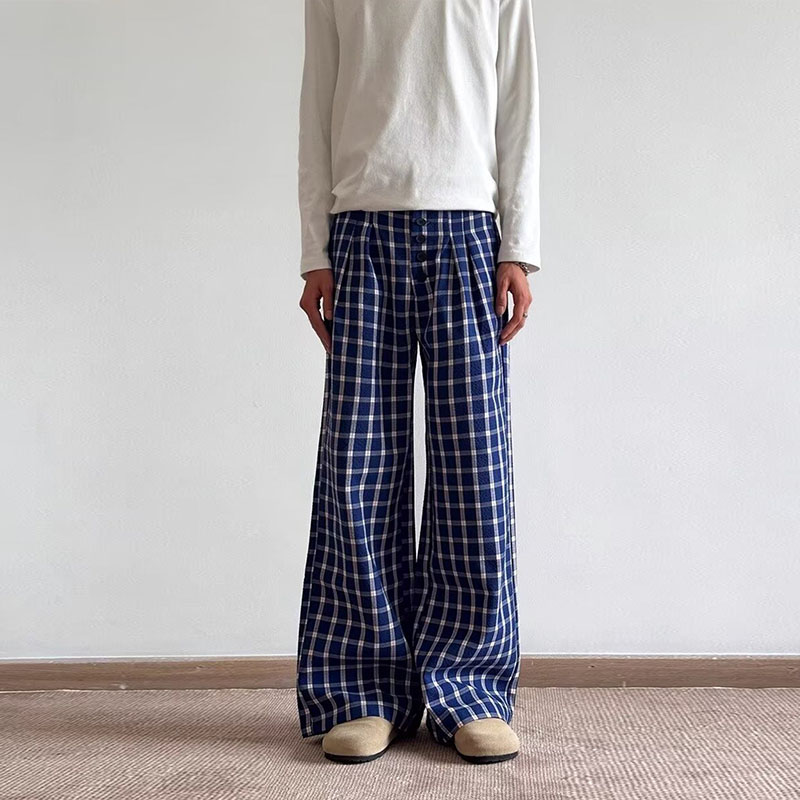 Slouchy Vintage Plaid Casual Pants