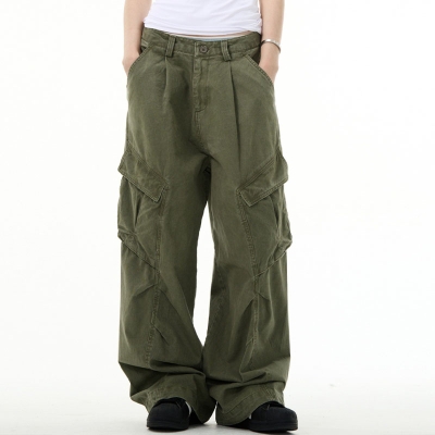 Vintage Deconstructed Pleated Work Pants