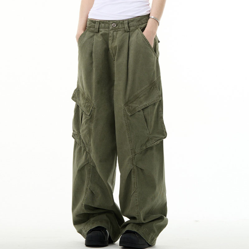 Vintage Deconstructed Pleated Work Pants