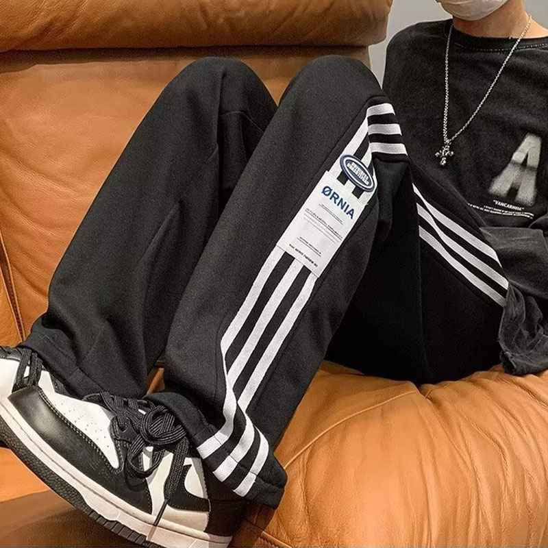 Hipster Striped Spliced Sweatshirt Casual Pants