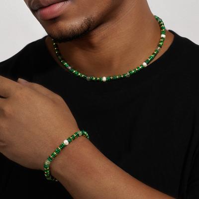 6mm Natural Stone Malachite Chain and Bracelet Set