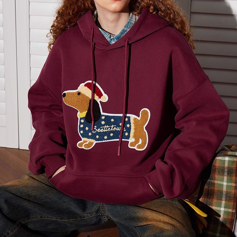 Fun Dog Embroidered Hoodie