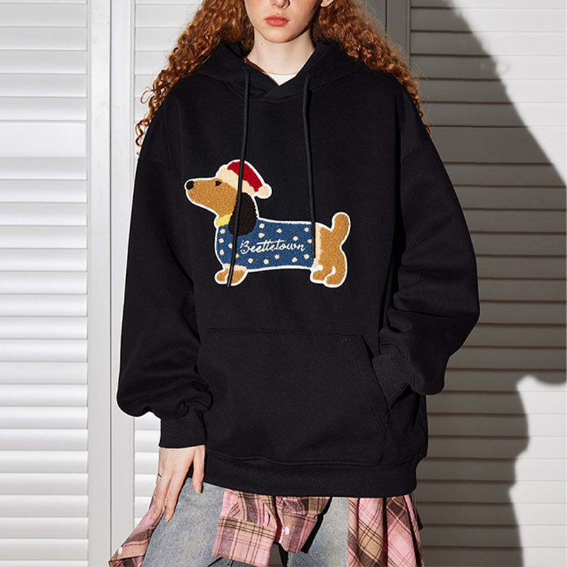 Fun Dog Embroidered Hoodie