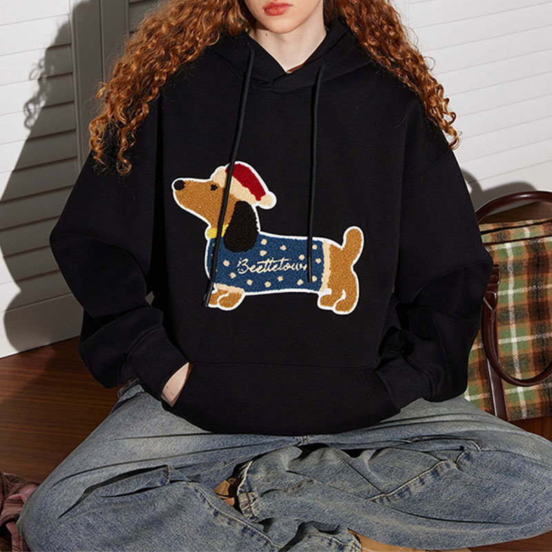 Fun Dog Embroidered Hoodie